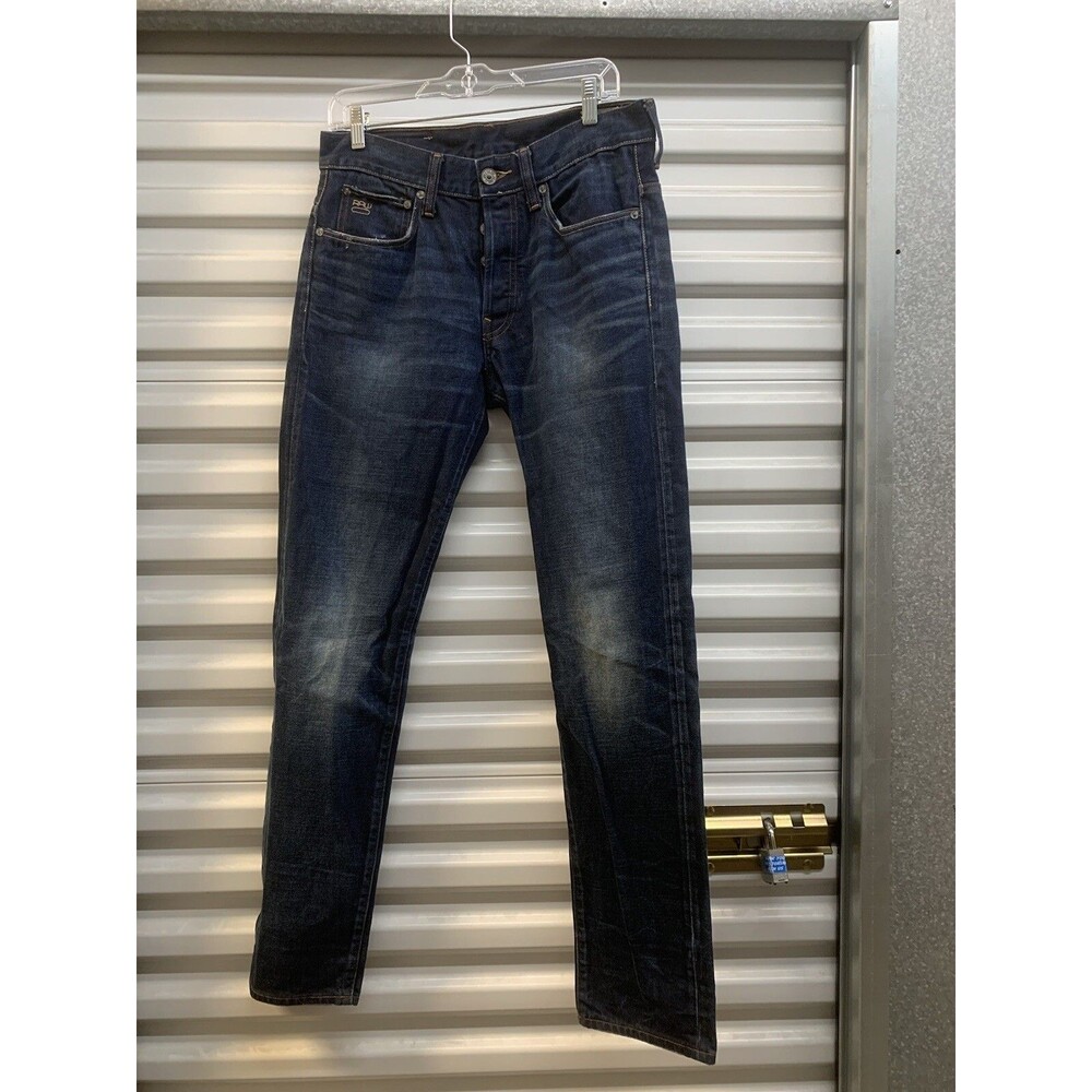 G-Star Raw Denim Button Fly Jeans Men's RN 104506 Model 3301 Blue Size 30x32